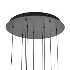 Lucande LED-hengelampe Hayley, svart, 9 lyskilder, glass Clearance