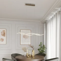 Lucande LED-hengelampe Mairia, sølv, høydejusterbar Clearance