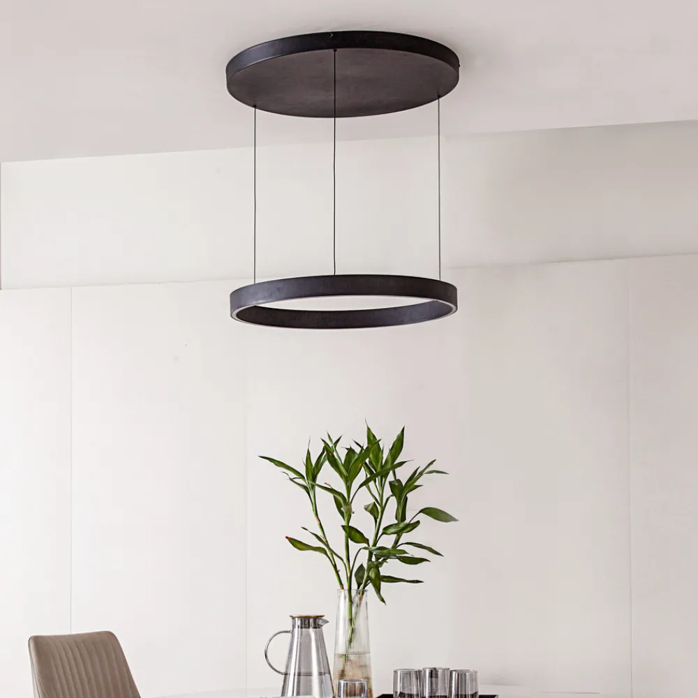 Lucande LED-hengelampe Philine, Ø 60 cm, svart, jern Outlet