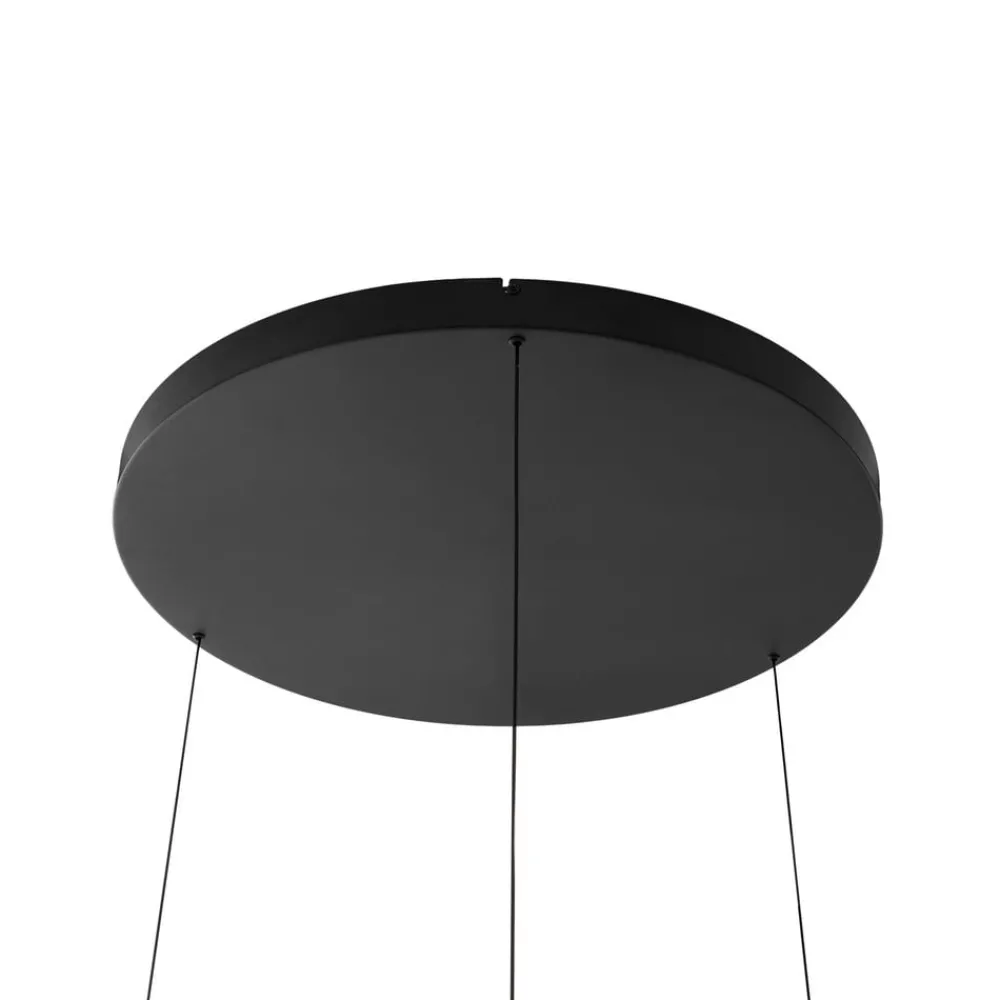 Lucande LED-hengelampe Philine, Ø 60 cm, svart, jern Outlet