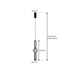 Lucande LED-hengelampe Savete, røykgrå, glass, Ø 12 cm| Led-Innendørs