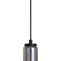 Lucande LED-hengelampe Savete, røykgrå, glass, Ø 12 cm| Led-Innendørs