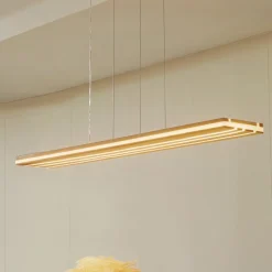 Lucande LED-hengelampe Silja, tre, akryl, hvit, 3000K| Pendellamper