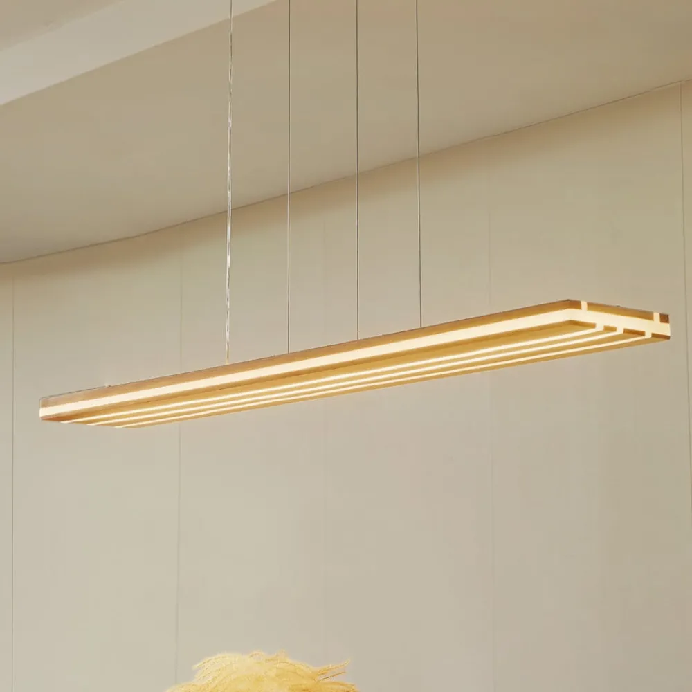 Lucande LED-hengelampe Silja, tre, akryl, hvit, 3000K| Pendellamper