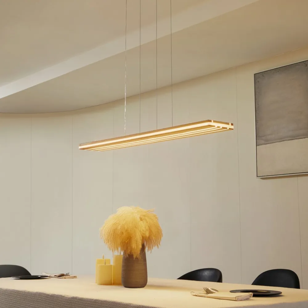 Lucande LED-hengelampe Silja, tre, akryl, hvit, 3000K| Pendellamper