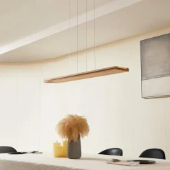 Lucande LED-hengelampe Silja, tre, akryl, hvit, 3000K| Pendellamper