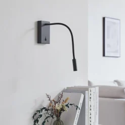 Lucande LED-leselampe Hetti, svart, metall, 14 cm høy Best