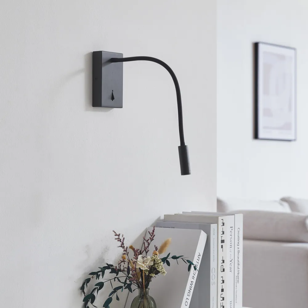 Lucande LED-leselampe Hetti, svart, metall, 14 cm høy Best