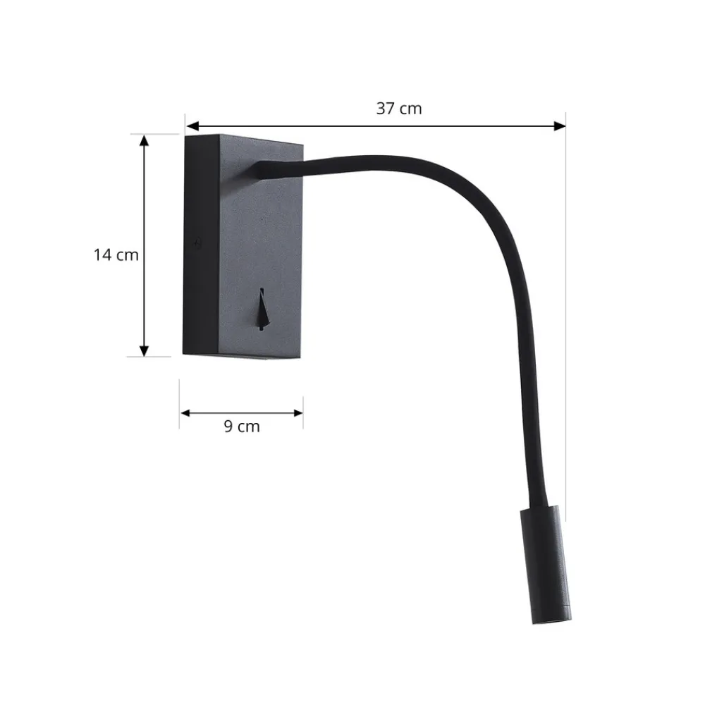 Lucande LED-leselampe Hetti, svart, metall, 14 cm høy Best