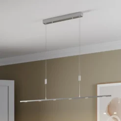 Lucande LED-pendellampe Arnik, 140 cm, nikkelfarget, dimbar Outlet