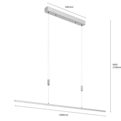Lucande LED-pendellampe Arnik, 140 cm, nikkelfarget, dimbar Outlet