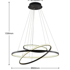 Lucande LED-pendellampe Ezana, svart, metall, Ø 80 cm| Led-Innendørs|Pendellamper