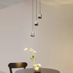 Lucande LED-pendellampe Hayley, svart, 3 lyskilder, glass| Pendellamper