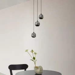 Lucande LED-pendellampe Hayley, svart, 3 lyskilder, glass| Pendellamper