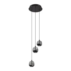 Lucande LED-pendellampe Hayley, svart, 3 lyskilder, glass| Pendellamper