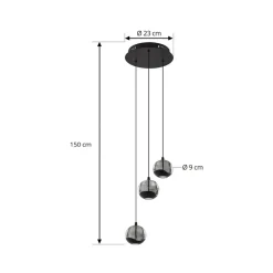 Lucande LED-pendellampe Hayley, svart, 3 lyskilder, glass| Pendellamper