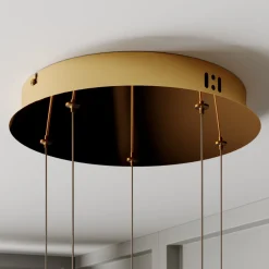 Lucande LED-pendellampe Hayley, Ø 30 cm, 5 lyskilder, gull, glass