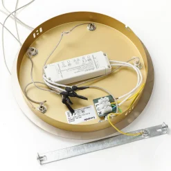 Lucande LED-pendellampe Hayley, Ø 30 cm, 5 lyskilder, gull, glass