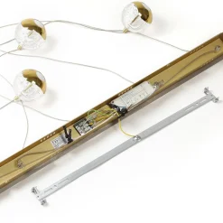 Lucande LED-pendellampe Hayley, 96 cm, 5 lyskilder, gull, glass| Led-Innendørs