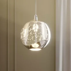 Lucande LED-pendellampe Hayley, Ø 9 cm, kromfarget, glass| Led-Innendørs|Pendellamper