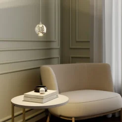 Lucande LED-pendellampe Hayley, Ø 9 cm, kromfarget, glass| Led-Innendørs|Pendellamper