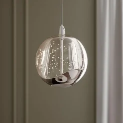 Lucande LED-pendellampe Hayley, Ø 9 cm, kromfarget, glass| Led-Innendørs|Pendellamper