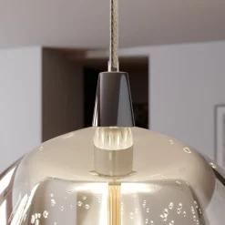 Lucande LED-pendellampe Hayley, 96 cm, 5 lyskilder, krom, glass| Led-Innendørs|Pendellamper