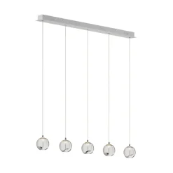 Lucande LED-pendellampe Hayley, 96 cm, 5 lyskilder, krom, glass| Led-Innendørs|Pendellamper