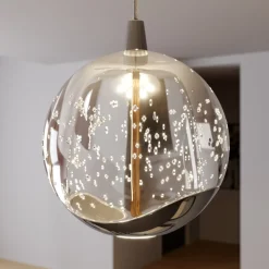 Lucande LED-pendellampe Hayley, 96 cm, 5 lyskilder, krom, glass| Led-Innendørs|Pendellamper