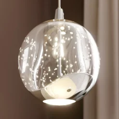 Lucande LED-pendellampe Hayley, Ø 30 cm, 5 lyskilder, krom, glass Discount