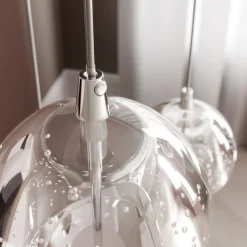 Lucande LED-pendellampe Hayley, Ø 30 cm, 5 lyskilder, krom, glass Discount