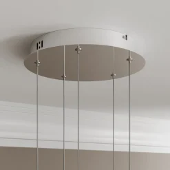 Lucande LED-pendellampe Hayley, Ø 30 cm, 5 lyskilder, krom, glass Discount