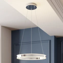 Lucande LED-pendellampe Lyani, Ø 50 cm, krom, dimbar| Pendellamper