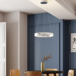 Lucande LED-pendellampe Lyani, Ø 50 cm, krom, dimbar| Pendellamper
