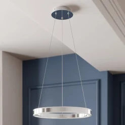 Lucande LED-pendellampe Lyani, Ø 50 cm, krom, dimbar| Pendellamper