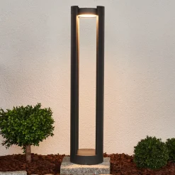 Lucande LED-pullertlampe Dylen, grå, metall, 80 cm, IP65 Discount