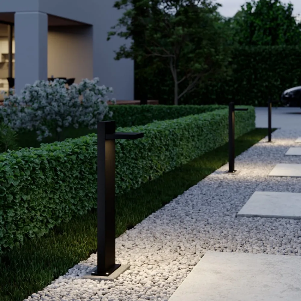 Lucande LED-pullertlampe Silvan, 65 cm, antrasitt, metall| Gatebelysning, Pullert Belysning