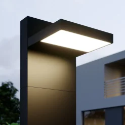 Lucande LED-pullertlampe Silvan, 65 cm, antrasitt, metall| Gatebelysning, Pullert Belysning