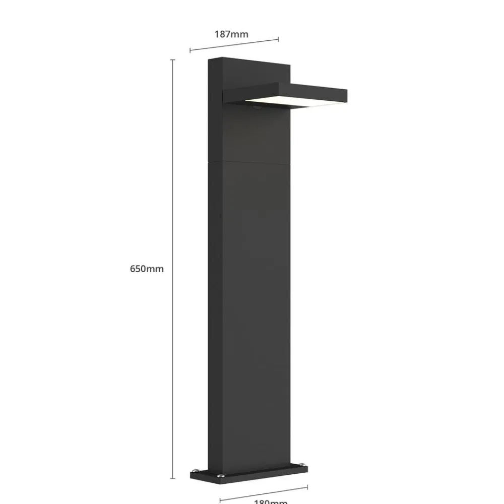 Lucande LED-pullertlampe Silvan, 65 cm, antrasitt, metall| Gatebelysning, Pullert Belysning