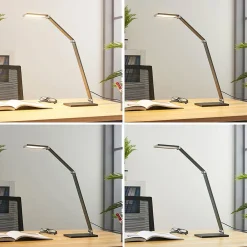 Lucande LED-skrivebordslampe Mion, 41 cm, kantet, dimbar| Kontorbelysning|Bordlamper