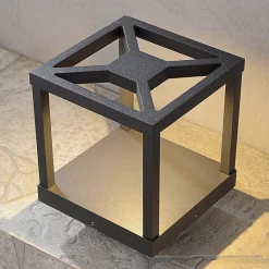 Lucande LED-sokkellampe Lealan, svart, metall, 23 cm, IP54