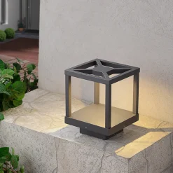 Lucande LED-sokkellampe Lealan, svart, metall, 23 cm, IP54