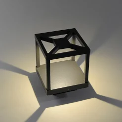 Lucande LED-sokkellampe Lealan, svart, metall, 23 cm, IP54