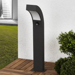 Lucande LED-sokkellampe Lennik, sensor, 60 cm, antrasitt| Kommersiell Utebelysning|Led-Utendørs