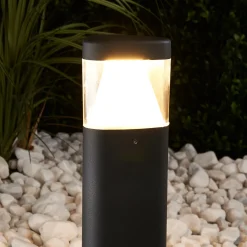 Lucande LED-sokkellampe Milou, høyde 30 cm, antrasitt, aluminium Best