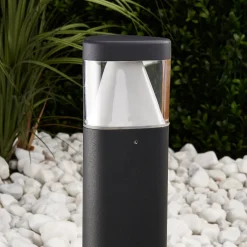 Lucande LED-sokkellampe Milou, høyde 30 cm, antrasitt, aluminium Best