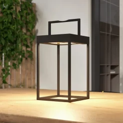 Lucande LED-solcellelampe Lynzy, 38 cm, svart, metall, IP65| Dekorasjonsbelysning|Led-Utendørs