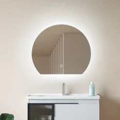 Lucande LED-speil Celestiel, halvsirkelformet, CCT, Ø 50 cm