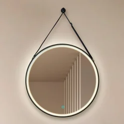 Lucande LED-speil Lelin, Ø 45 cm, svart, aluminium, CCT| Møbel Og Interiør