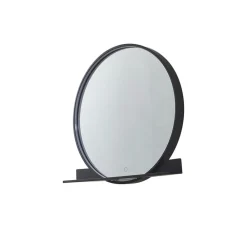 Lucande LED-speil Miren, svart, aluminium, CCT, hylle| Møbel Og Interiør